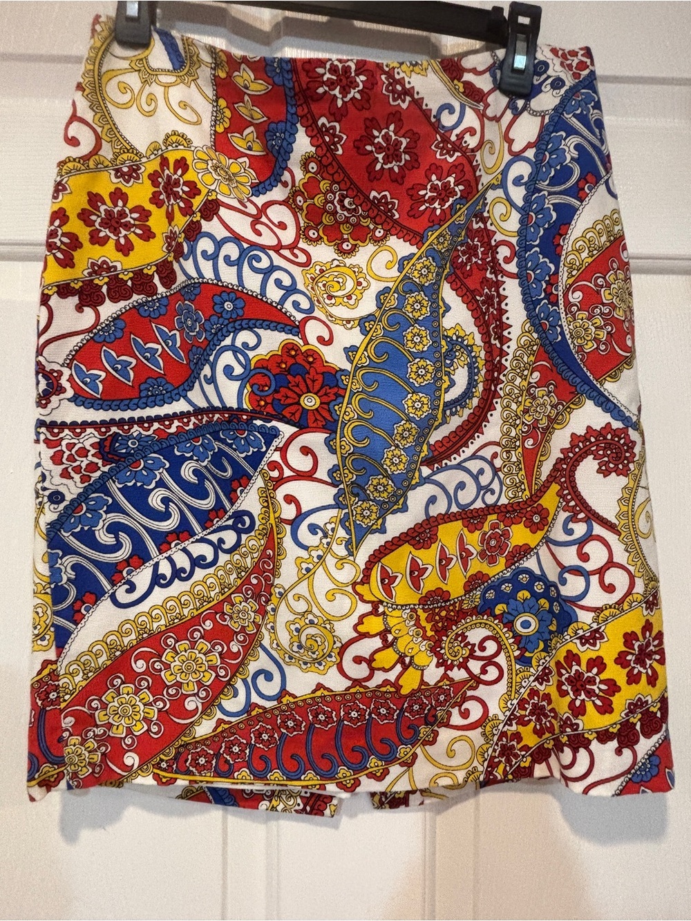 Talbots Paisley Print A-Line Skirt - Red Blue Yellow